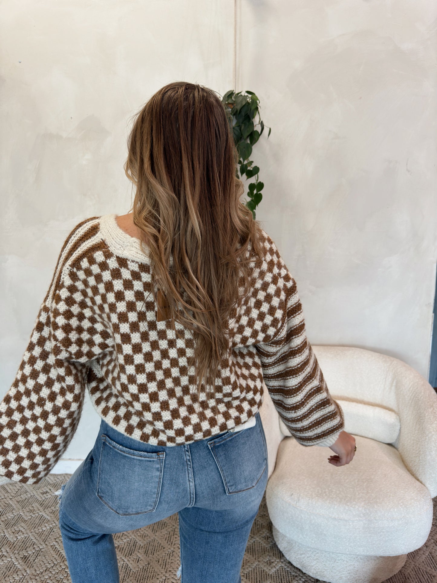 Carter Checkered Cardigan - Brown