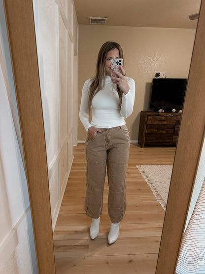 Kenna Barrel Jeans - Taupe