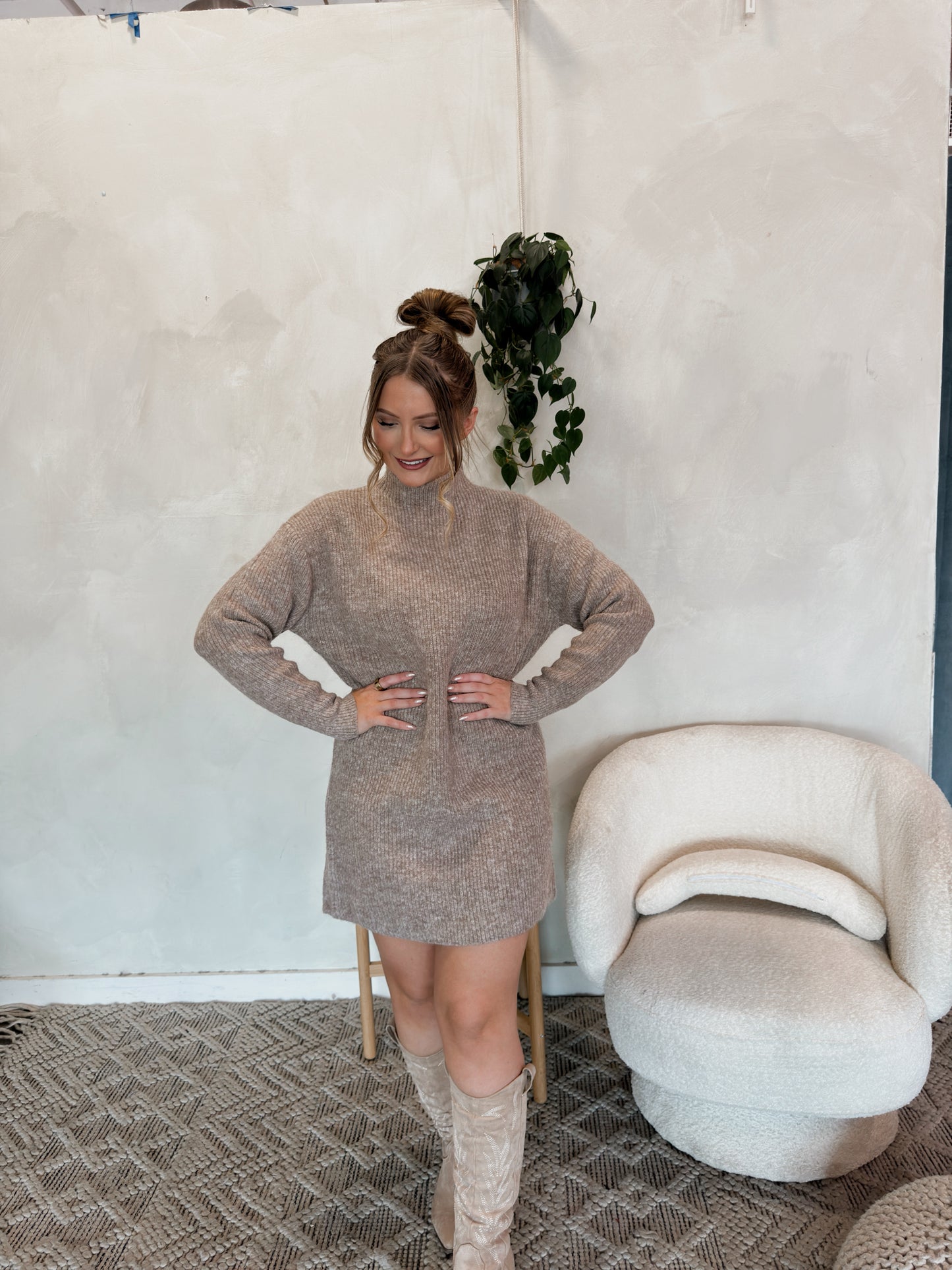 Kayline Sweater Dress - Taupe