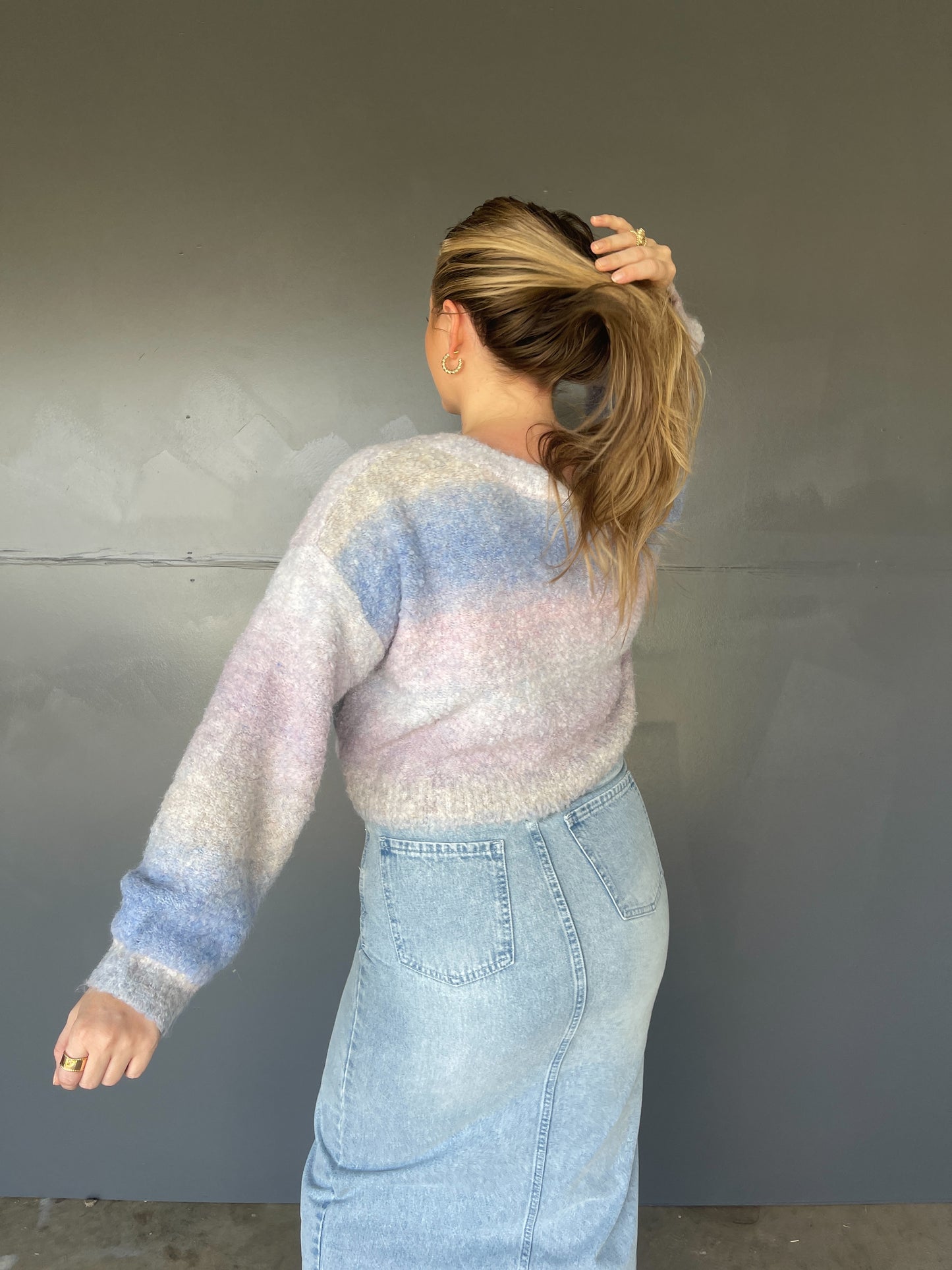 Josie Reversible Ombre Sweater - Lavender/Blue Multi - The Pretty Peach