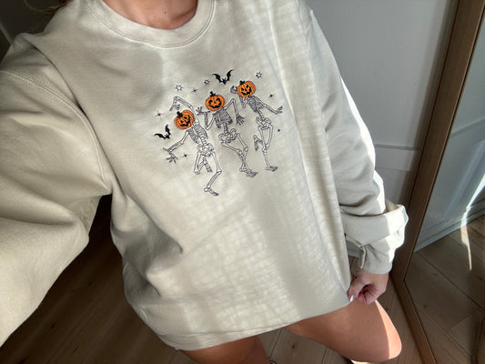 Spooky Dancing Skeletons Sweatshirt - Sand