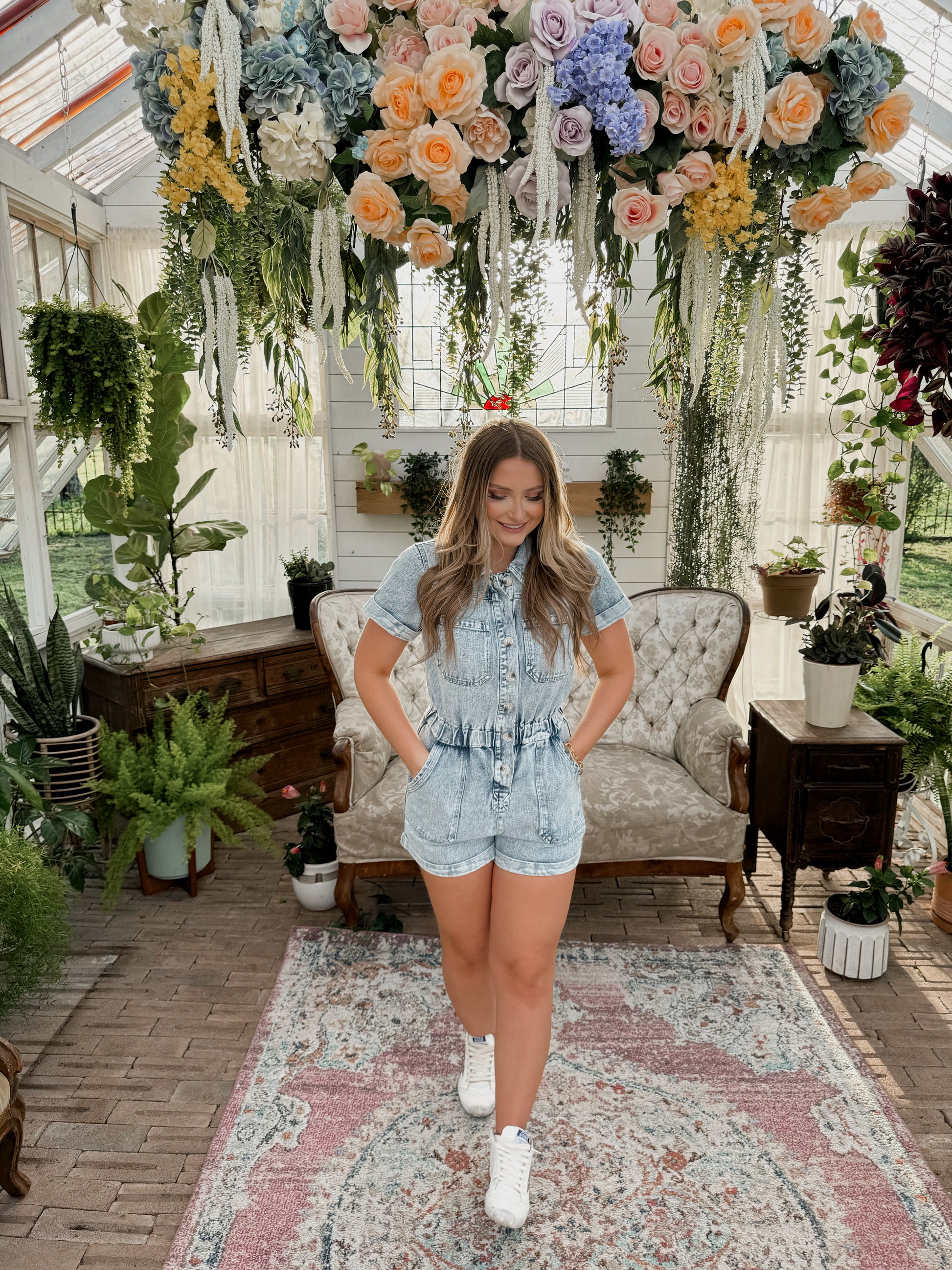 Malibu Denim Romper - Light Denim - The Pretty Peach