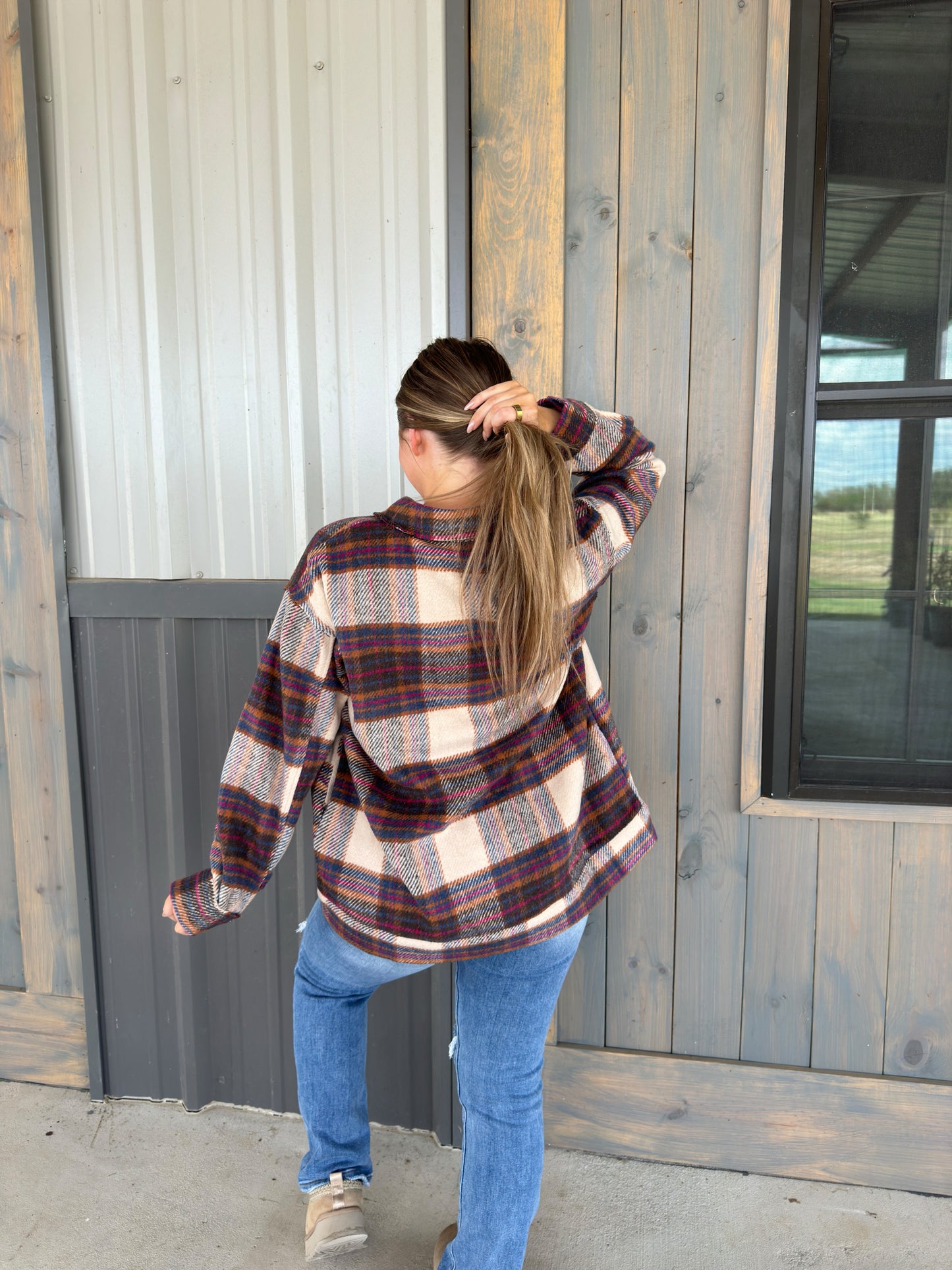 Leah Plaid Shacket - Brown Multi