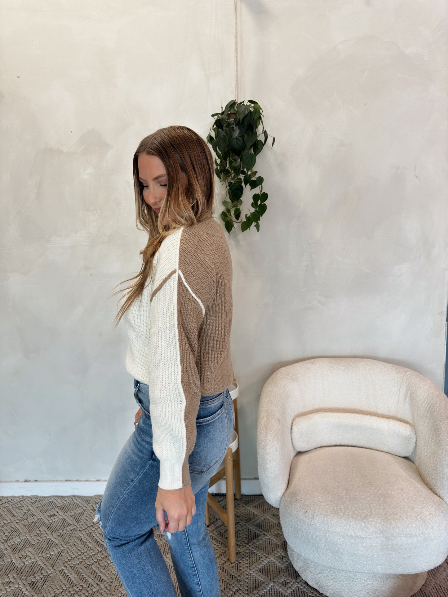 Aspyn Colorblock Sweater - Taupe