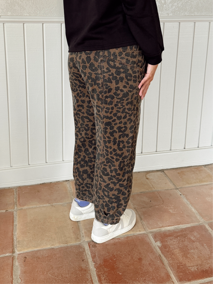 Olivia Leopard Barrel Jeans - Brown