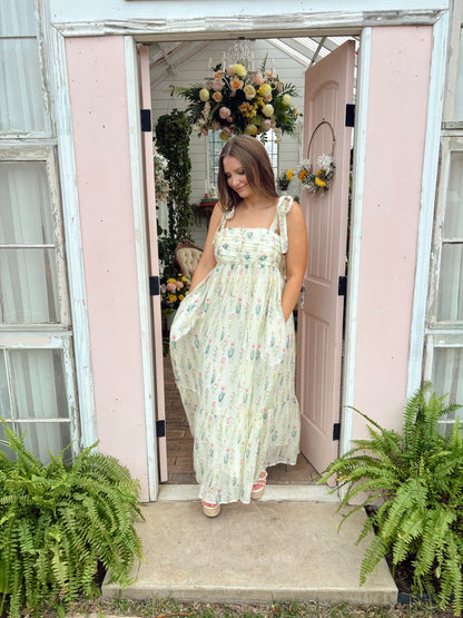 Boho Blooms Floral Maxi Dress - Butter Yellow