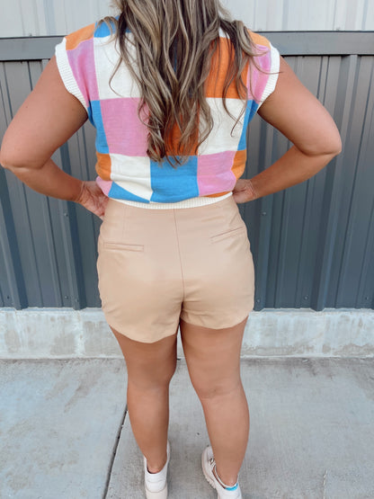 Jordan Faux Leather Shorts - Tan - The Pretty Peach