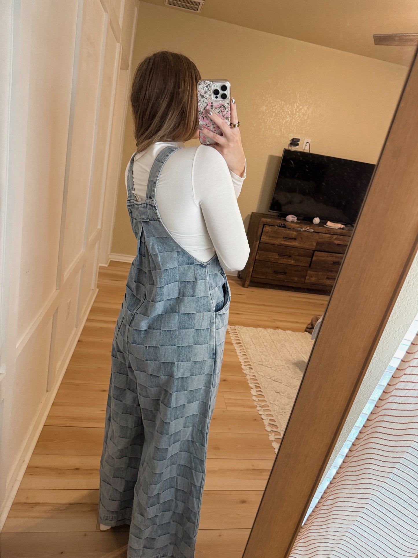 Checkered Overalls - Denim