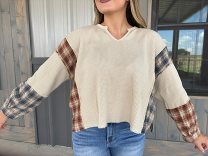 Brenna Plaid Waffle Knit Top - Multiple Colors