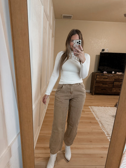 Kenna Barrel Jeans - Taupe