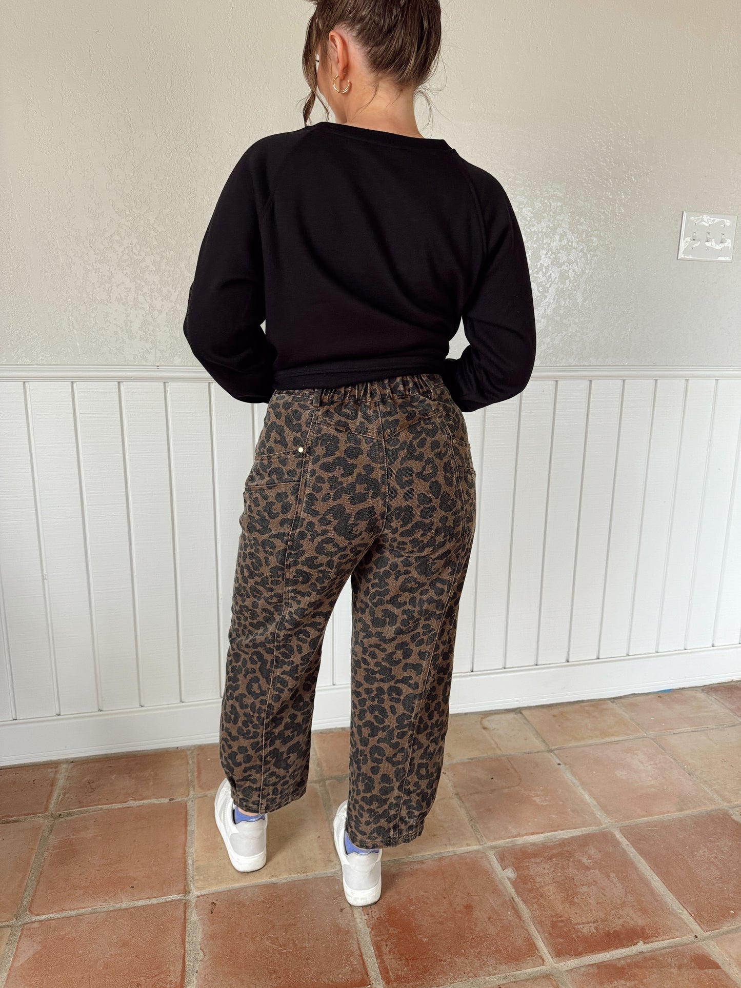 Olivia Leopard Barrel Jeans - Brown