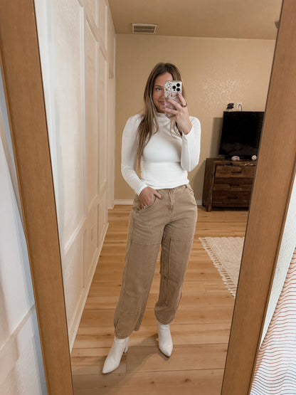 Kenna Barrel Jeans - Taupe