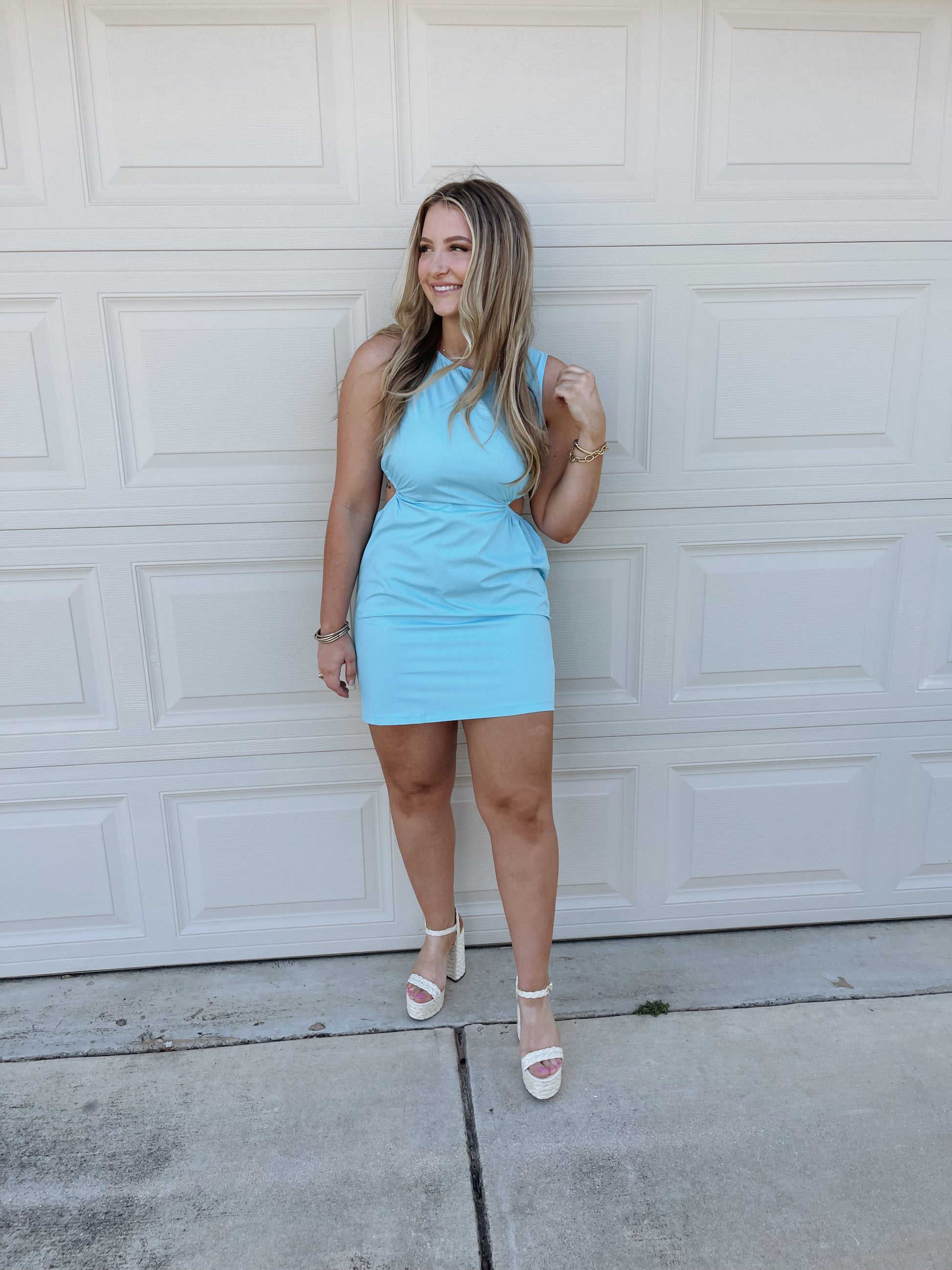 Blair Cutout Mini Dress - Blue - The Pretty Peach Blair Cutout Mini Dress - Blue - The Pretty Peach