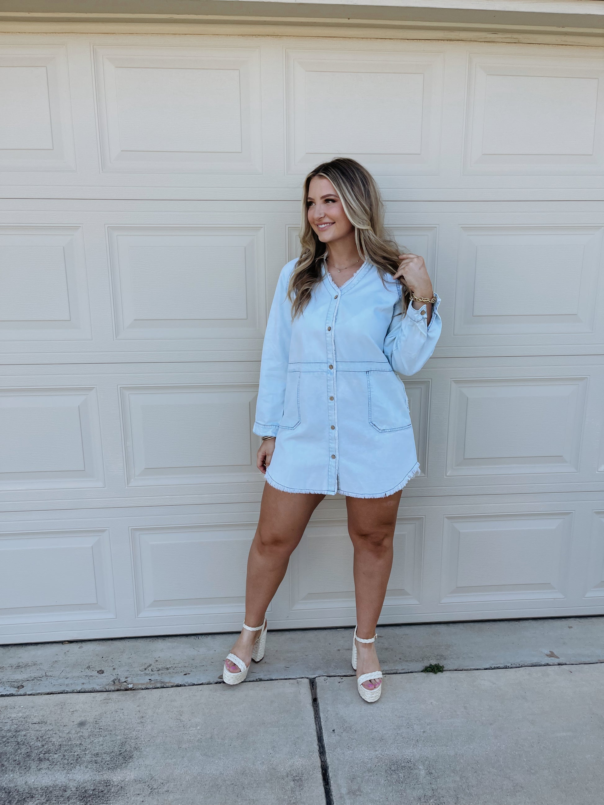 Savannah Light Denim Dress - The Pretty Peach Savannah Light Denim Dress - The Pretty Peach